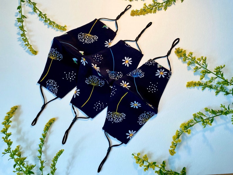 100% MULBERRY SILK Handmade Fabric Face Mask With Nose Wire - Adult Washable Cloth Mask