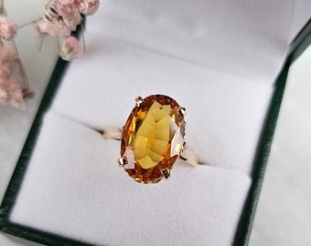 Bague vintage Saphir orange Or 18 carats