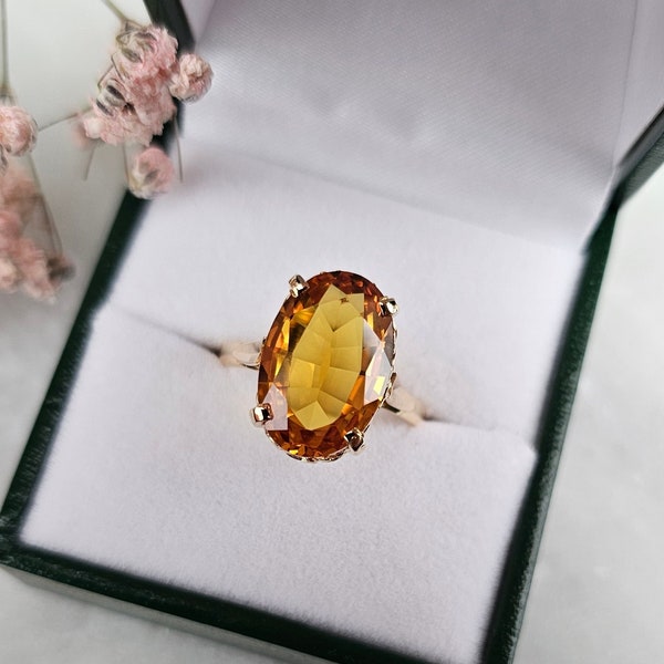 Bague vintage Saphir orange Or 18 carats