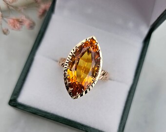 Bague vintage Saphir orange Or 18 carats