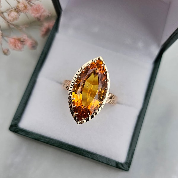 Bague vintage Saphir orange Or 18 carats