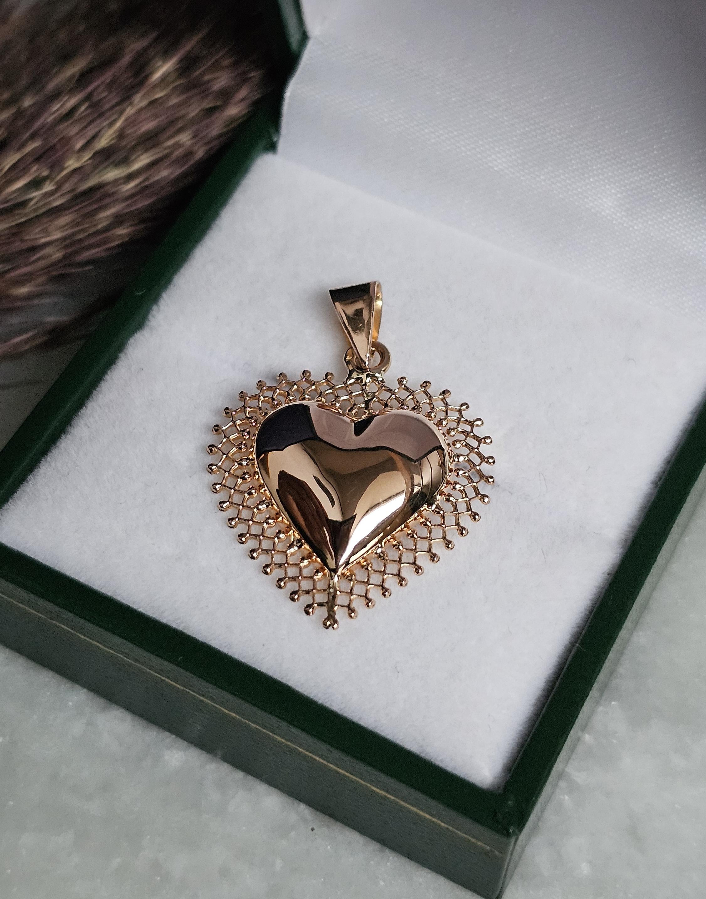 Antique heart pendant 18k - Etsy 日本