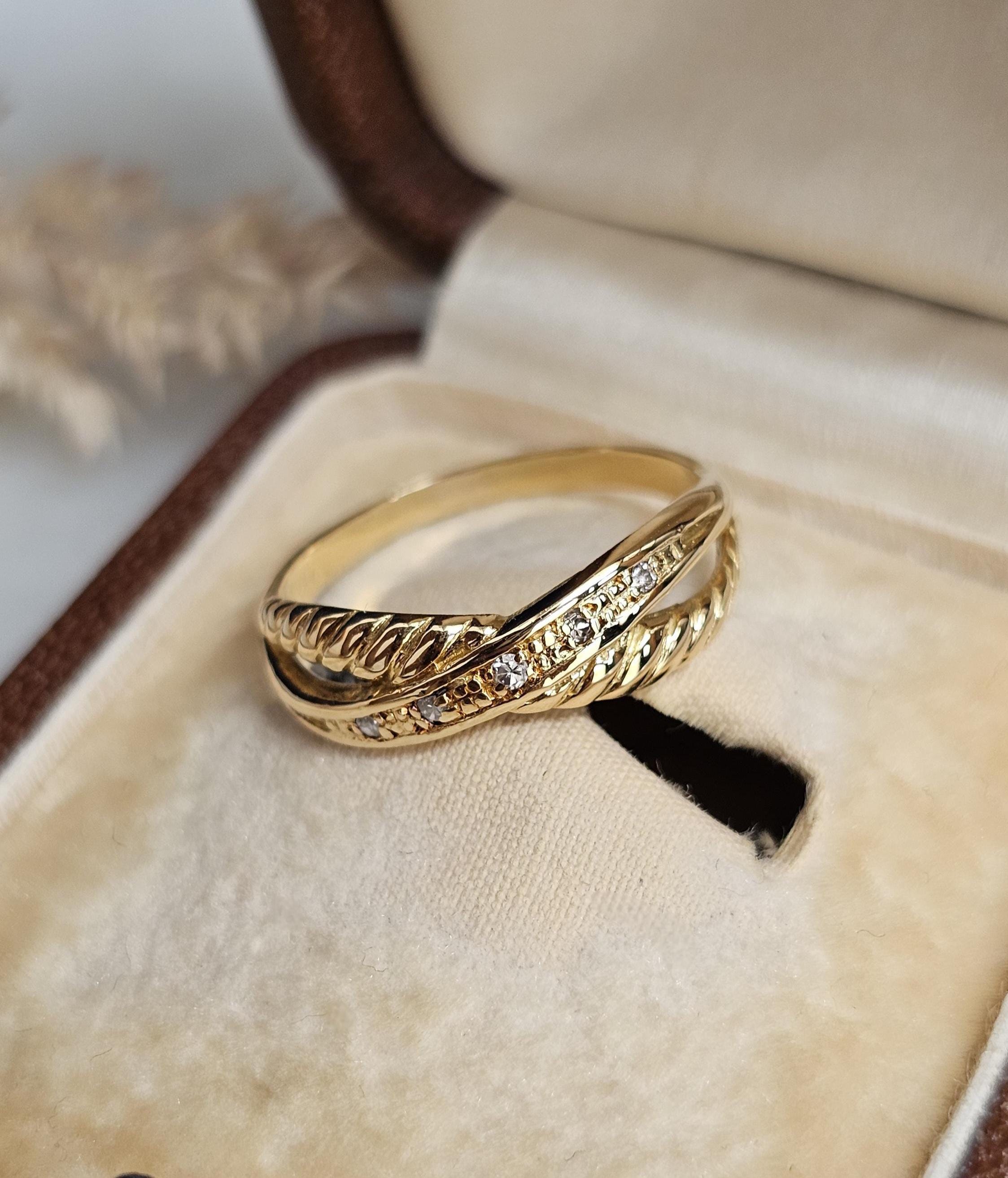 ALLIANCE JUMELÉE ANTIQUE Rare Or 18k Ciselée - Circa 1880 - Taille 60