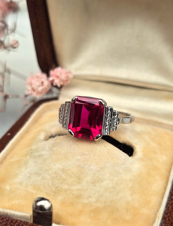 Bague Art Deco Rubis Or 18 carats Etsy France