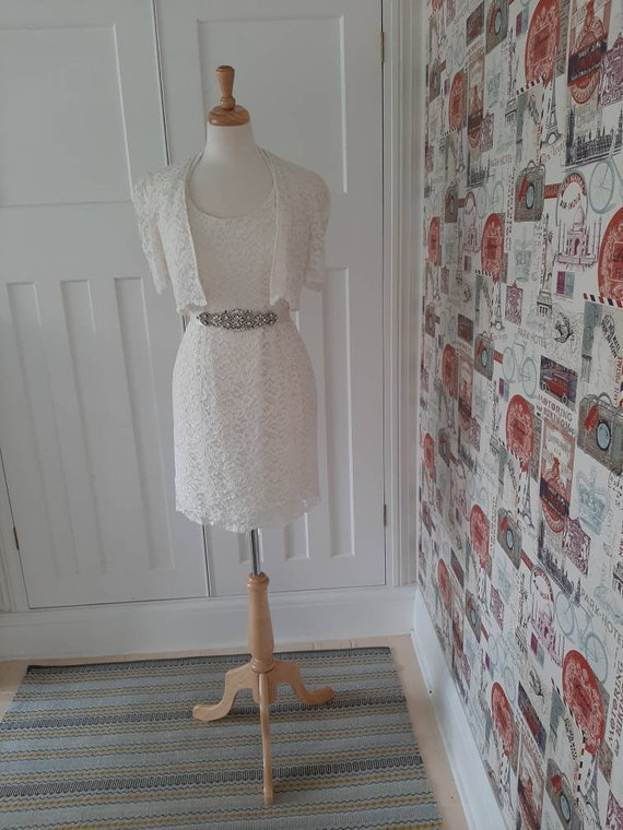 Original vintage 1950s 1960s boho ivory cream lac… - image 3