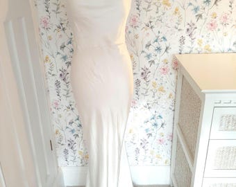 Satin Brautkleid UK 14: Fit and Flare Bias Brautkleid