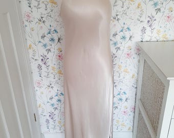 Vintage 1920s Style Champagne Satin Wedding Dress - UK16 Hollywood Glamour
