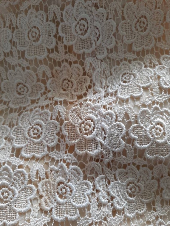 True vintage 1960s Bardot champagne corded lace b… - image 10