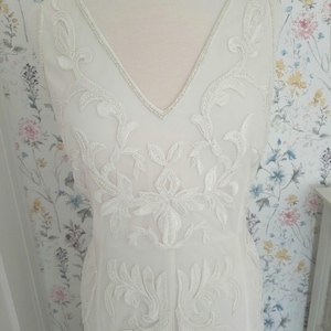 Size 16 Embroidered Wedding Dress: 1920s Style Bridal Gown
