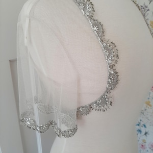 1920s Beaded Bridal Bolero: Vintage Inspired Wedding Capelet (UK10)