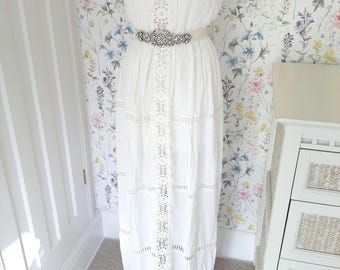 Robe de mariée style années 1970 RÉDUITE : robe de mariée bohème UK14 sans bretelles en coton