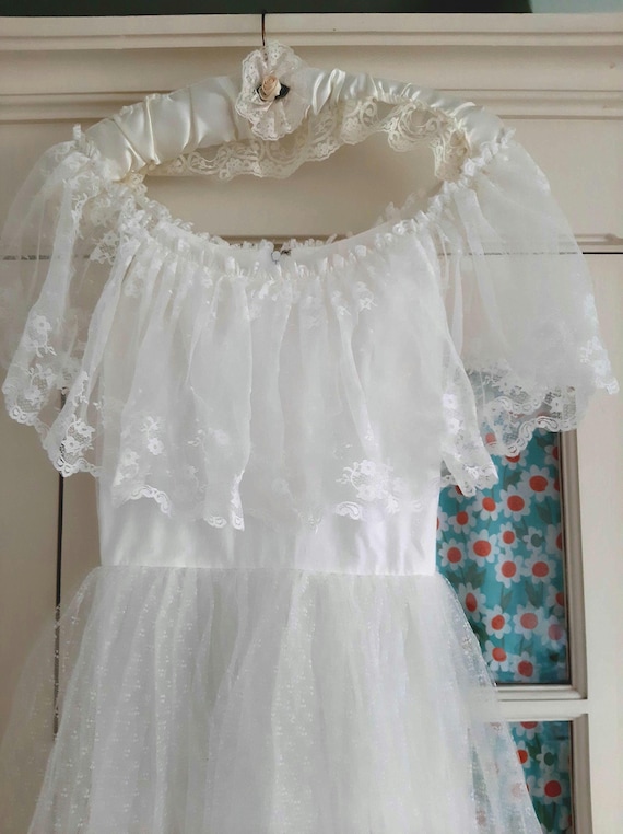 Vintage 1970s Lace Wedding Gown: Bardot Off-shoulder Bridal Dress Ethereal  Boho UK8 - Etsy