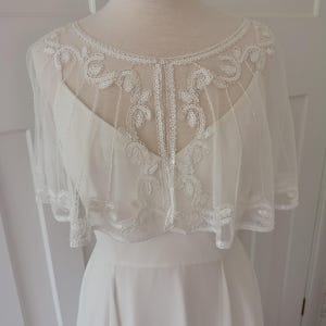1920s Tulle Bridal Capelet: Vintage Inspired Sequin Wedding Shrug