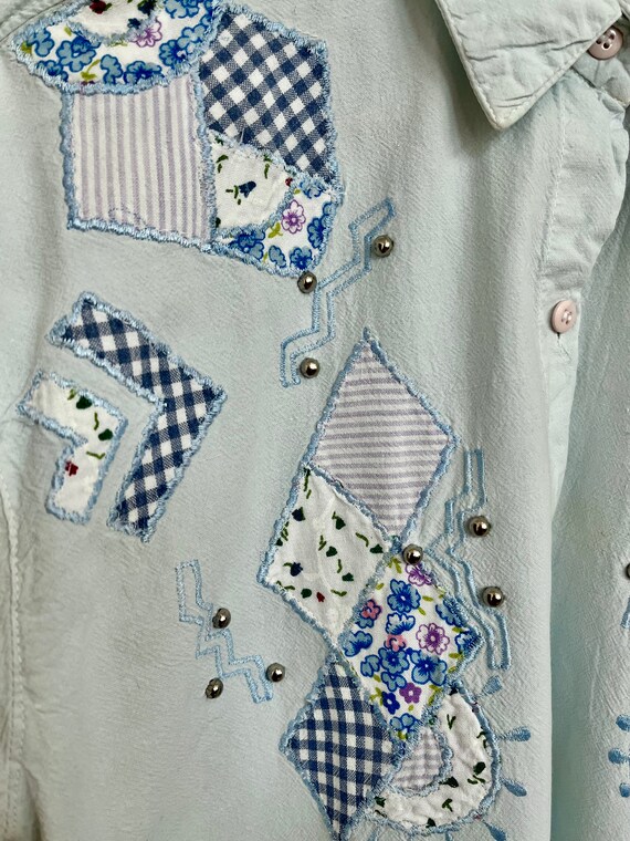 Vintage Bonjour patchwork blouse - image 2
