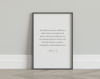 1 Petrus 5:10 | Minimalistische muurkunst met bijbelteksten