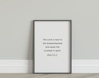 Psalm 34:18 | Minimalistic Bible Verse Wall Art
