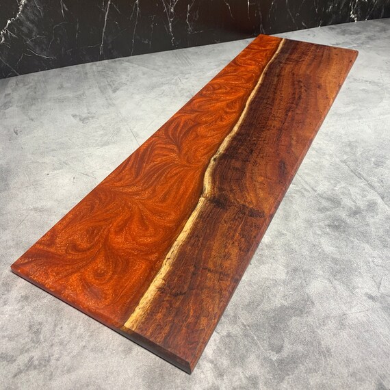 Live Edge Koa (Hawaiian Acacia) XL Charcuterie Board/Wall Art with Lava Epoxy – Waikiki Beach