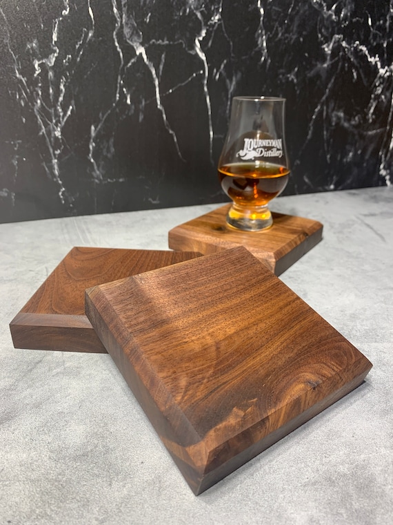 Black Walnut Wood Oversized Drink Coasters - Farmhouse Table Decor - Rustic Cabin Decor - Beer, Coffee, Wine, Whiskey - Wedding Gift