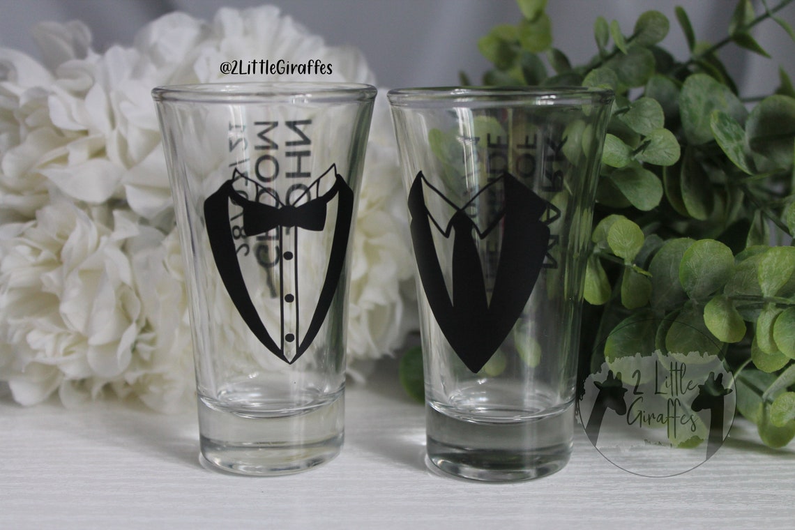 Personalised Shot Glasses Groomsmen Tuxedo Tie Suit Etsy UK