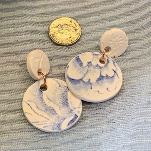 Beautiful handmade polymer clay Earrings with broken china pattern and sterling silver backs