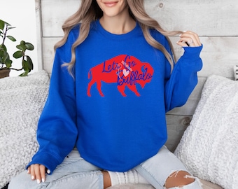 Let's Go Buffalo Red Blue Cursive PNG