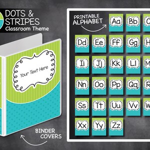 Dots and Stripes Classroom Theme Teacher Decor Home School Printables Back to School