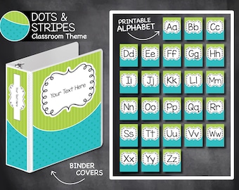Punkte und Streifen Klassenzimmer Thema Lehrer Dekor Home School Printables zurück zur Schule