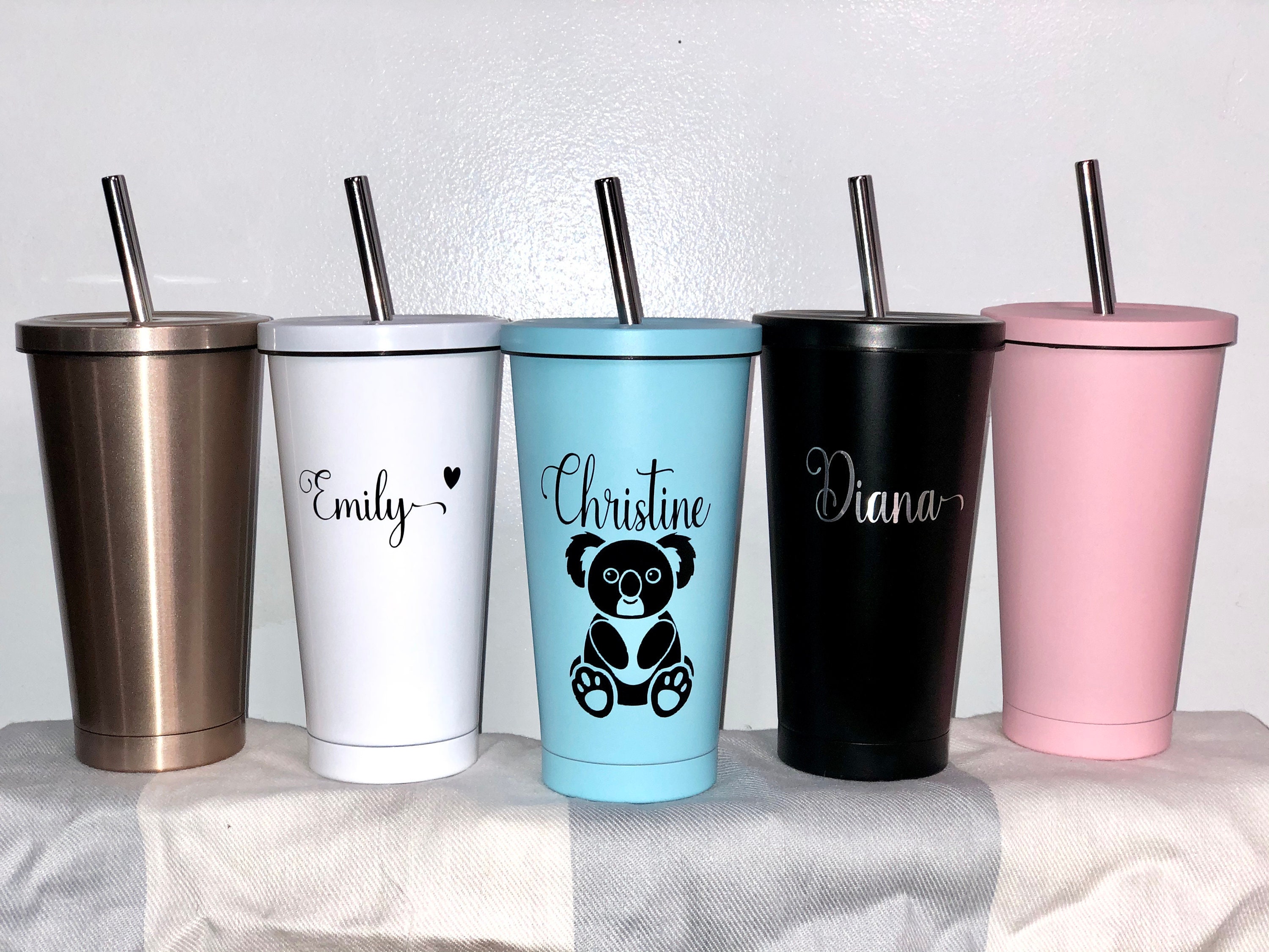 TUMBLERS Personalizados de ACERO INOXIDABLE Aislados de 17 oz con paja