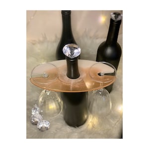 Pink Wine Glass Holder, Wine Butler, Resin Wine/Champagne caddy, Bottle Holder, Housewarming gift, Home Decor, Gift for her
