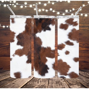 Authentic Cowhide Cow Print Tumblers, Cow Print Themed Tumblers, Read Description for Order Color Instructions, 20 or 30 oz Skinny Tumblers