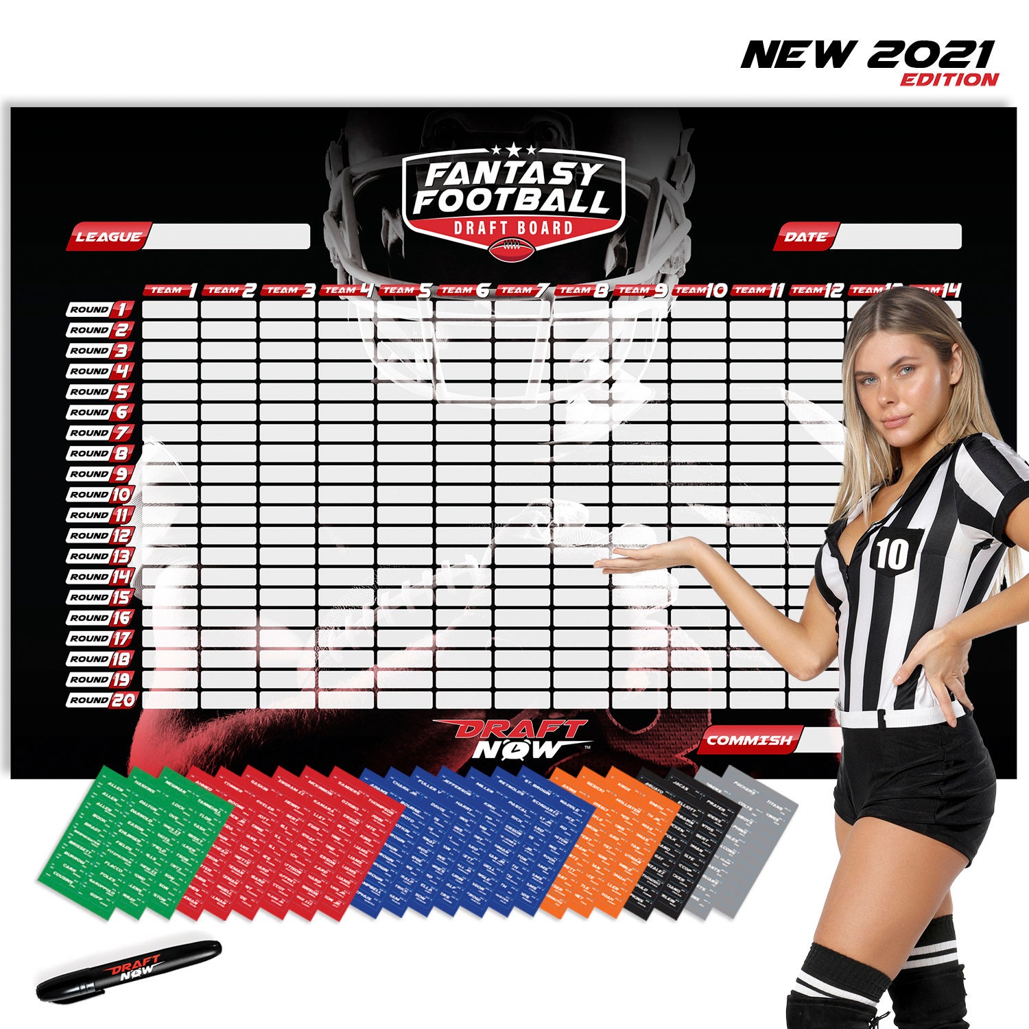 2021 Fantasy Football Draft Board Kit XL 6 Feet X 4 Feet 