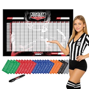 XL Fantasy Football Draft Board for The 2026-2027 Season Kit 6 x4 Feet Board - Up to 14 Teams & 500+ Draft Stickers 50,000+ Leagues Served