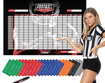 XL Fantasy Football Draft Board 2023-2024 Season Kit - 6 Feet x 4 Feet Board + 500 Player Stickers