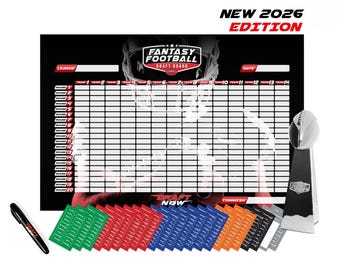 2026-2027 Updated Fantasy Football All In Kit – 6x4 Draft Board, Championship Trophy, 500+ Draft Stickers,  50,000+ Leagues Served