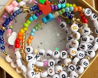 Pick your Disney phrases friendship style beaded bracelet inspired by phrases.
