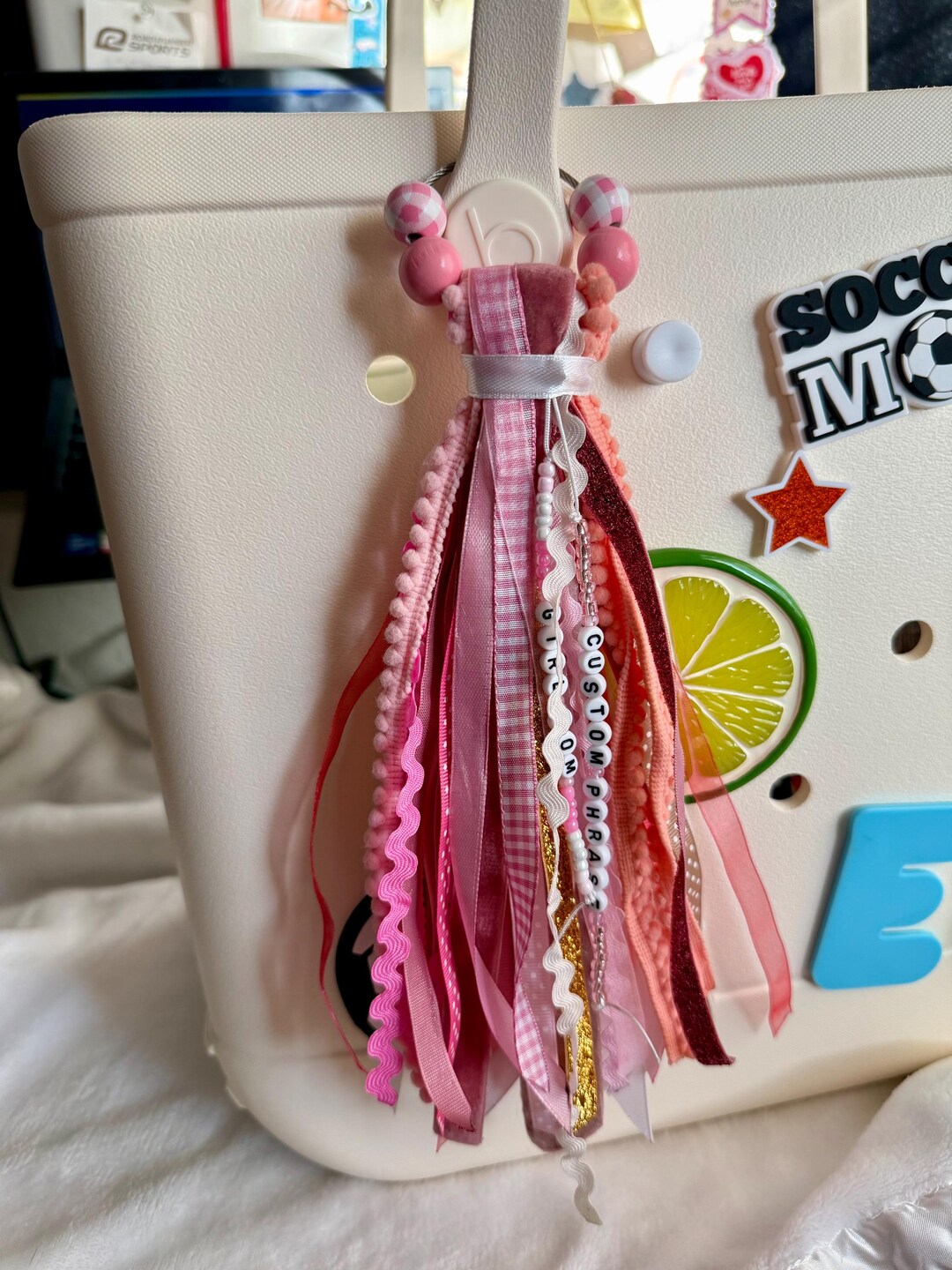 Personalized Bag Tag Keychain for Bags and Backpacks. Ribbon With Wire ...