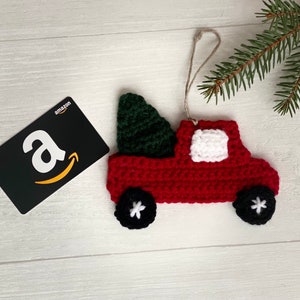 Red Truck Ornament, Gift Card Holder Christmas Ornament, Gift Card, Truck Christmas Tree, Pickup Truck Gift,