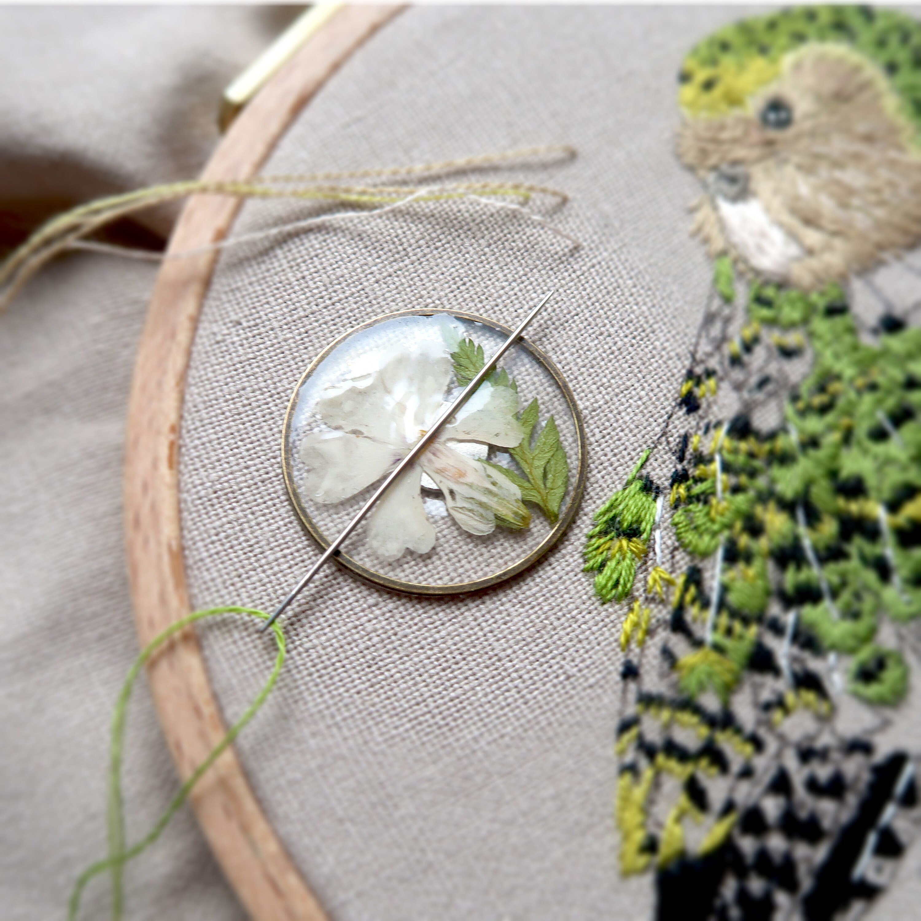 Flower needle minder dried flowers and resin needle minder Etsy