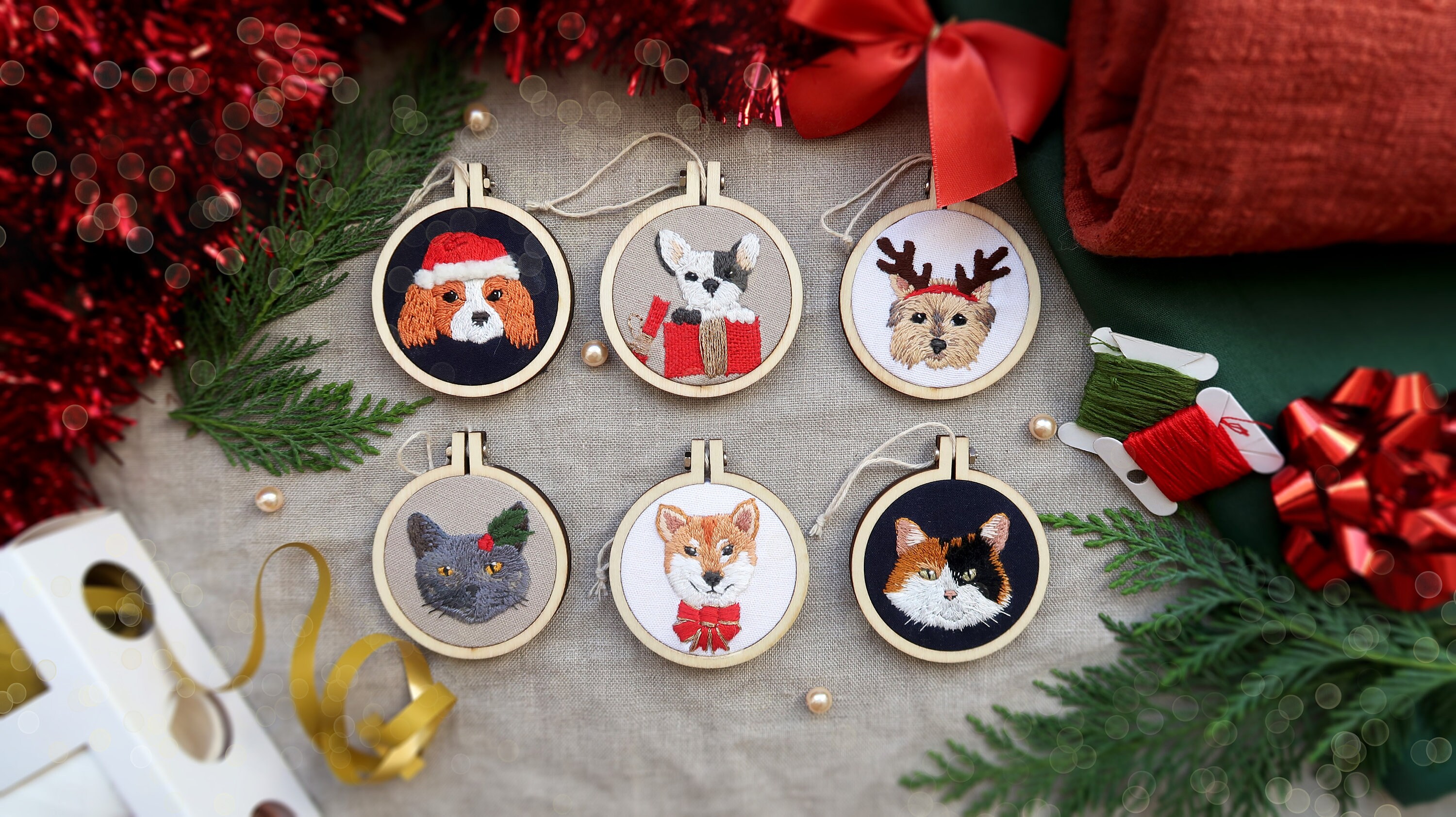 Decoration de Noel Personnalisé avec Broderie Votre Animal Compagnie