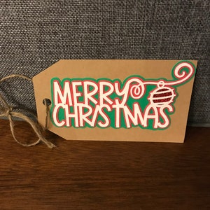 Merry Christmas, Layered Cutting File, , Gift Tag, Cake Topper, Greeting Card image, Cricut, Svg , Png, Instant Digital Download