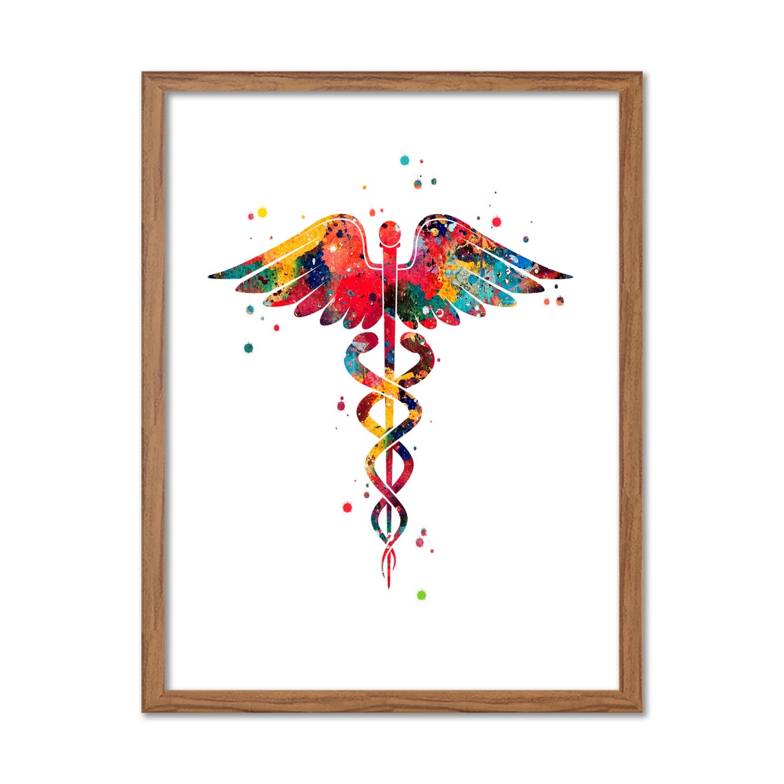 Caduceus Medical Symbol Watercolor Art Doctor Office Medical Symbol