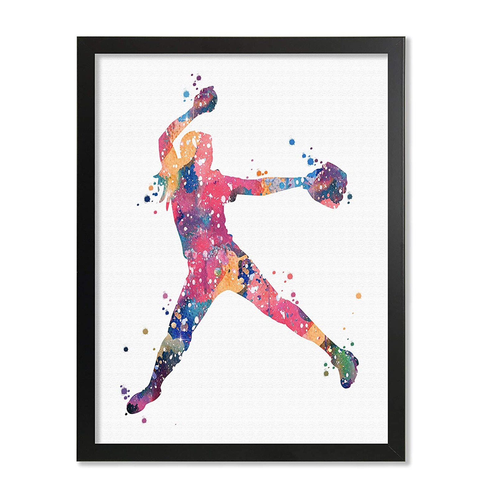 Framed Softball Player Watercolor Prints Set Softball Pitcher | Etsy