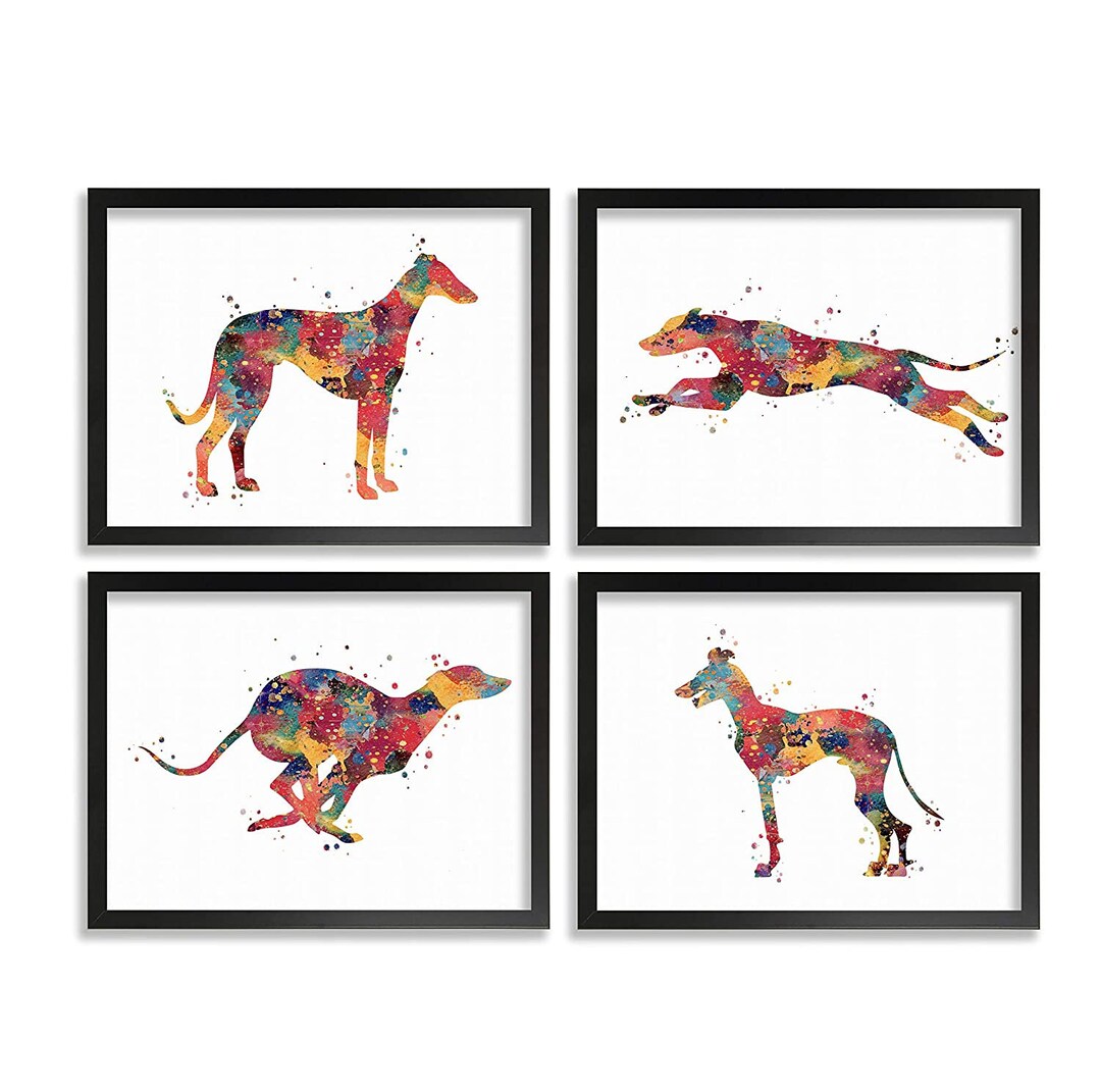 Framed Greyhound Watercolor Poster Dog Prints Pet Wall Decor Etsy