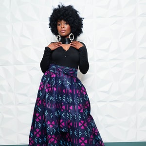 African Print Maxi Skirt + Headwrap | Ankara Maxi Skirt | African Dashiki Skirt | High Waisted Skirt | Maxi Skirt with Pockets