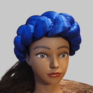 Big satin twist braid Handmade African Head Band Nigerian Wedding Gele Women Braid Turbans Ladies Head Band Blue