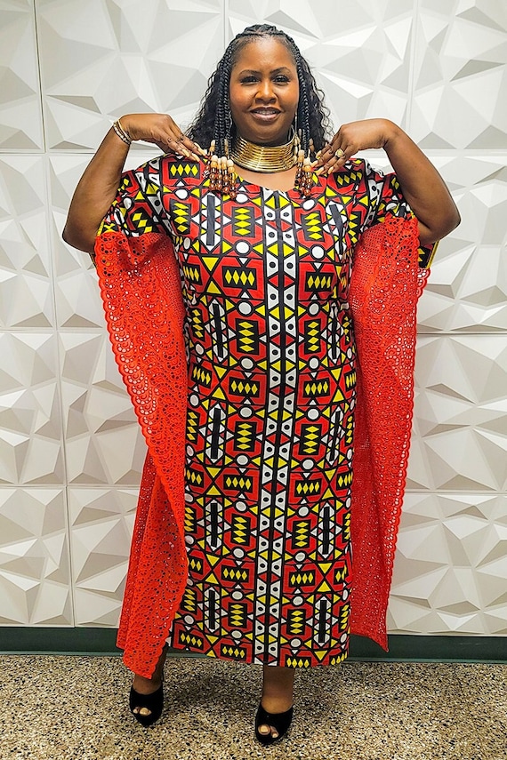 African print top kaftan dress