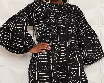 African Print Dress|tribal Print|smock Style Dress With Head