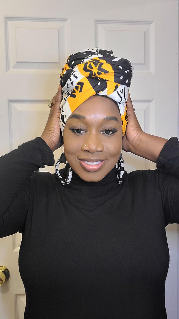 Ankara African Print Hair Wrap: Handmade Headwrap Set - Etsy display picture 2