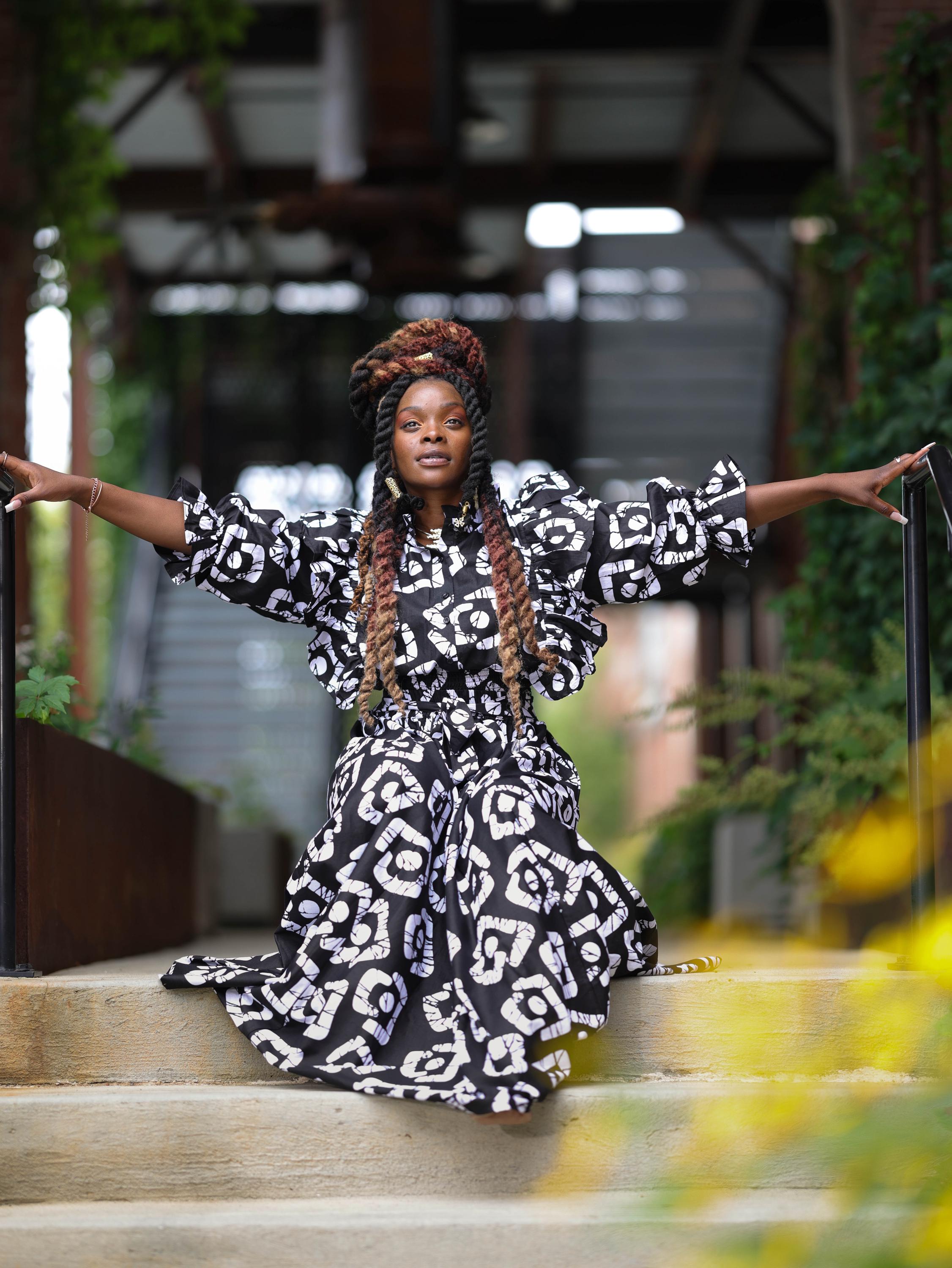 Black and White Ankara Dress