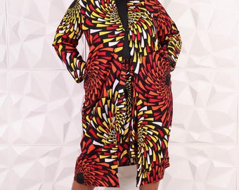 African Print Ankara fabric Kimono Matching Short Skirt Set with Pockets